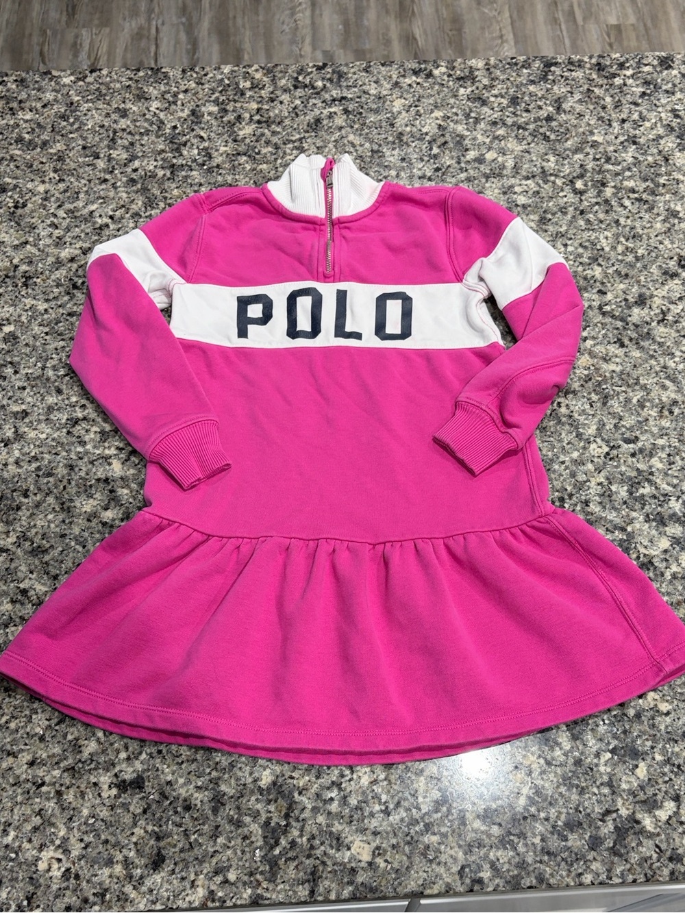 Polo by Ralph Lauren Hot Pink and White Girls' Zip Sweat Dress